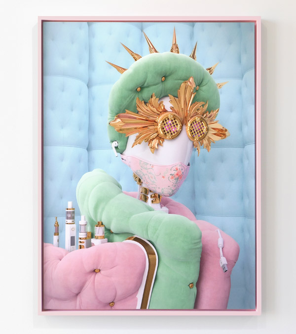 Jonathan Monaghan's colorful and surreal print referencing a historical artwork by Albrecht Durer