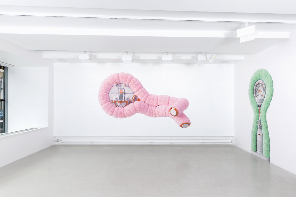 Contemporary art installation showing gold baroque ornamentation